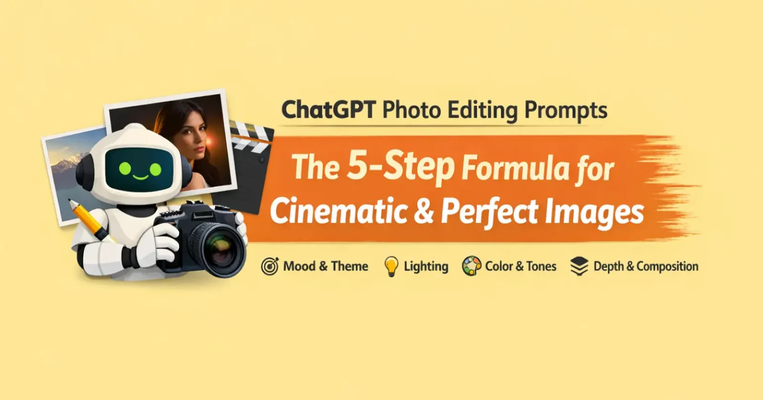 ChatGPT Photo Editing Prompts – The 5-Step Formula for Cinematic & Perfect Images ChatGPT Photo Editing Prompts - The 5-Step Formula for Perfect Images