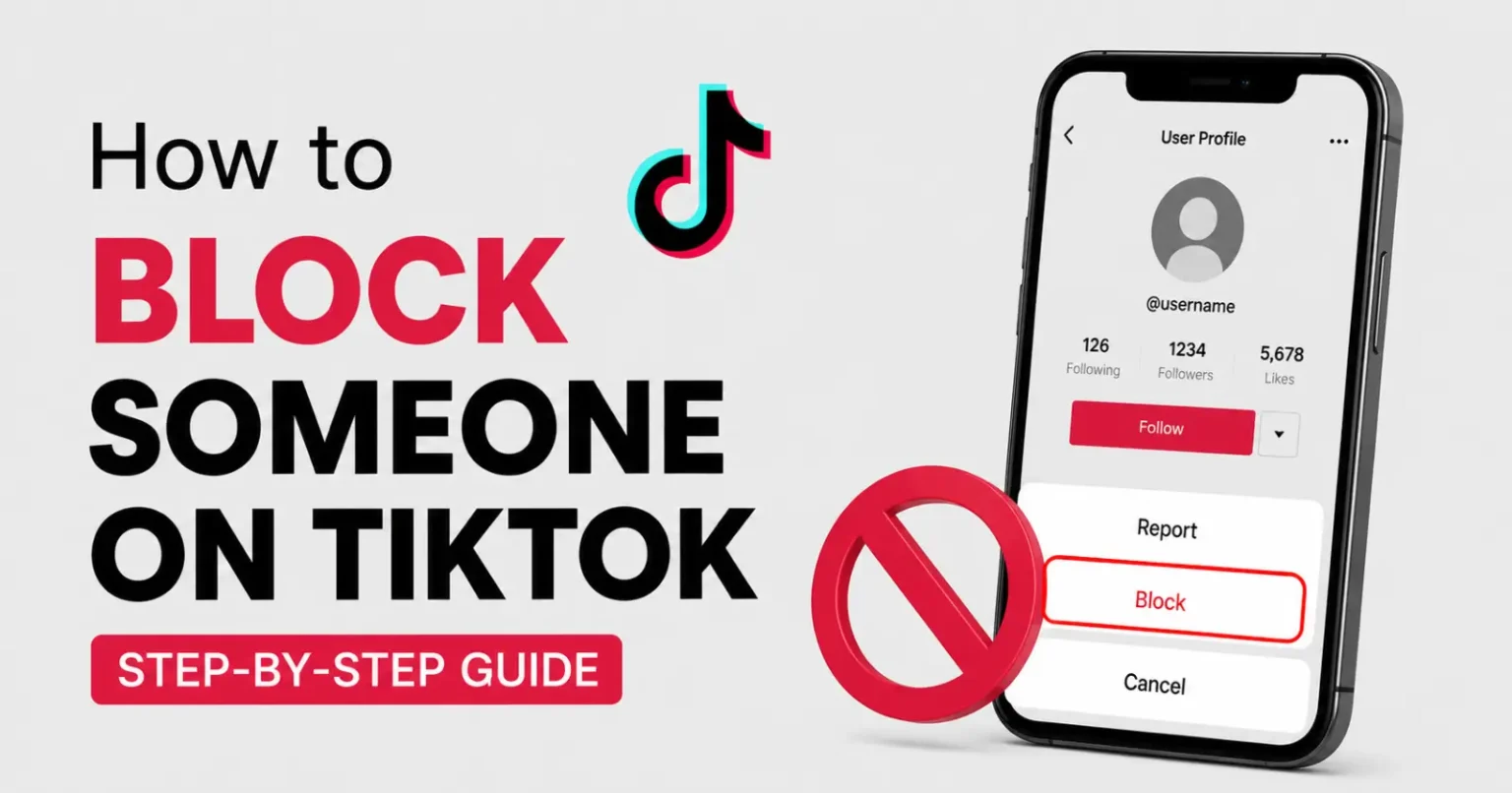 Step-by-step guide showing how to block someone on TikTok using mobile or desktop