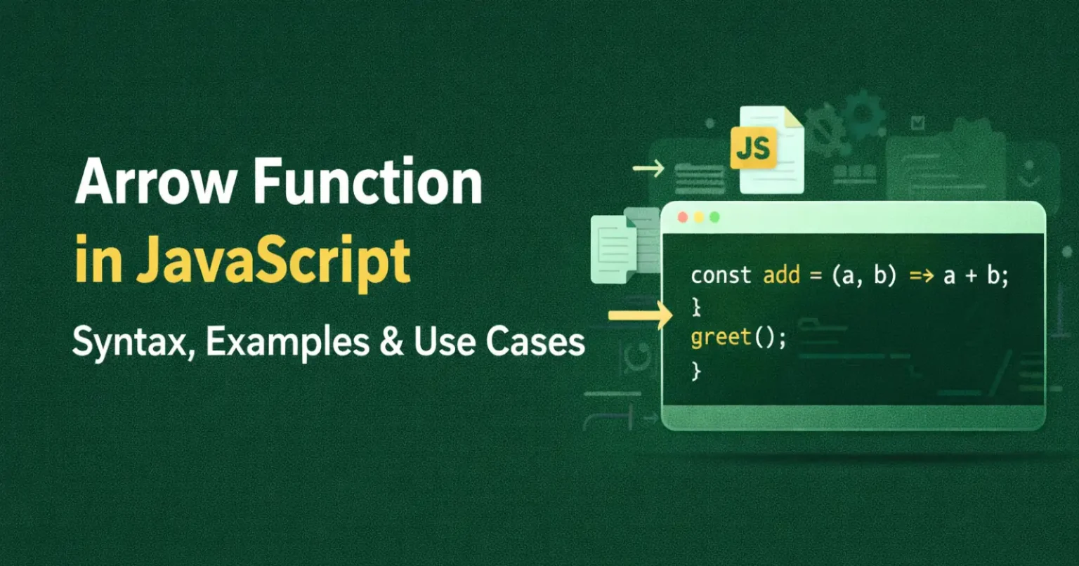 JavaScript Arrow Function – Simple Guide with Real Examples Arrow Function in JavaScript - Syntax, Examples & Use Cases