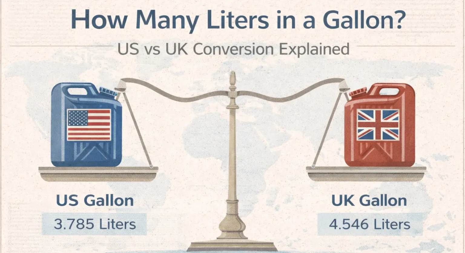 How Many Litres in a Gallon? (US vs UK Conversion Explained Clearly) How Many Liters in a Gallon? US vs UK Conversion Explained