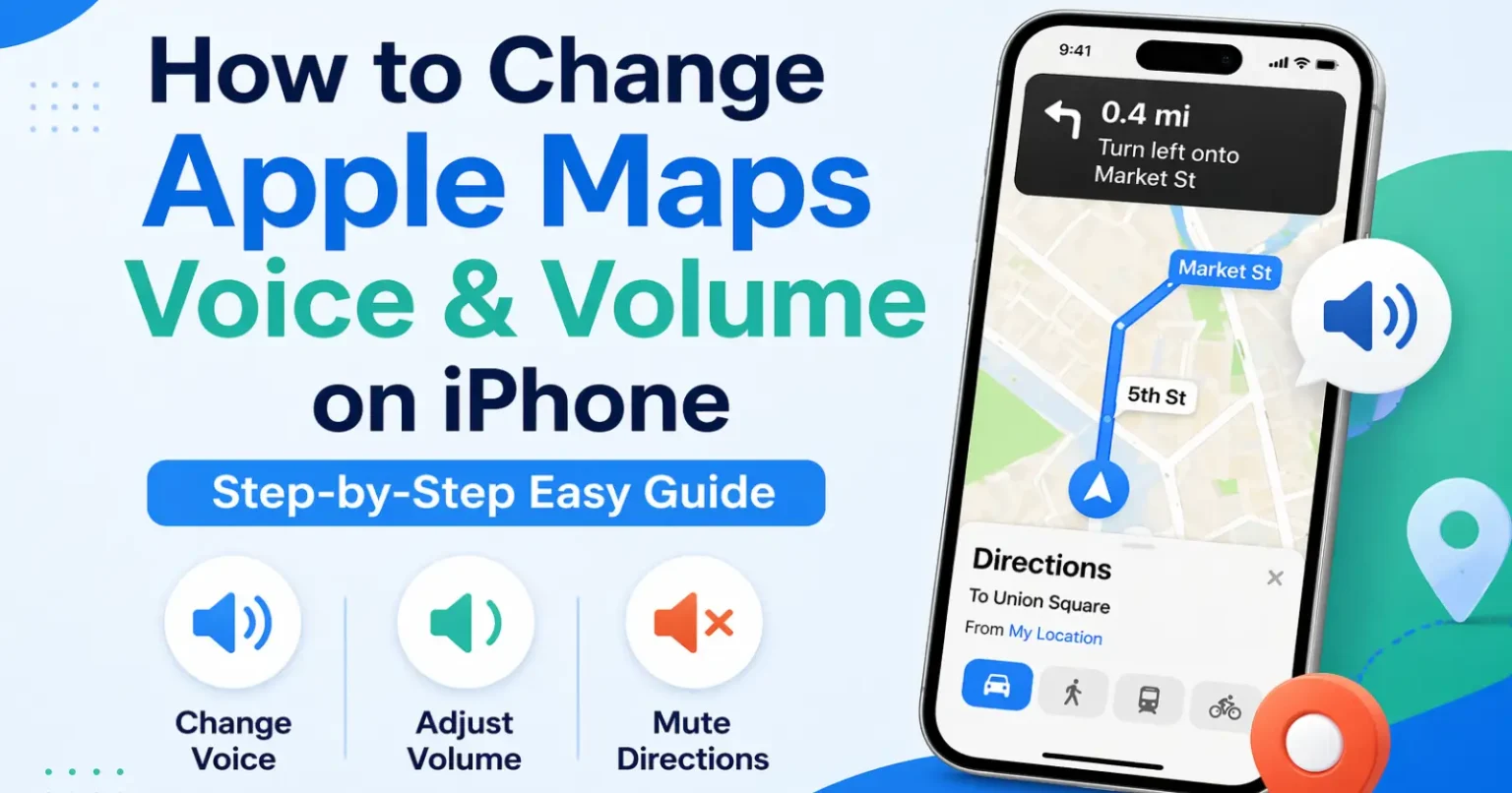 How to change Apple Maps voice and volume on iPhone with step-by-step navigation settings illustration