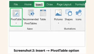 insert pivot table option in excel menu
