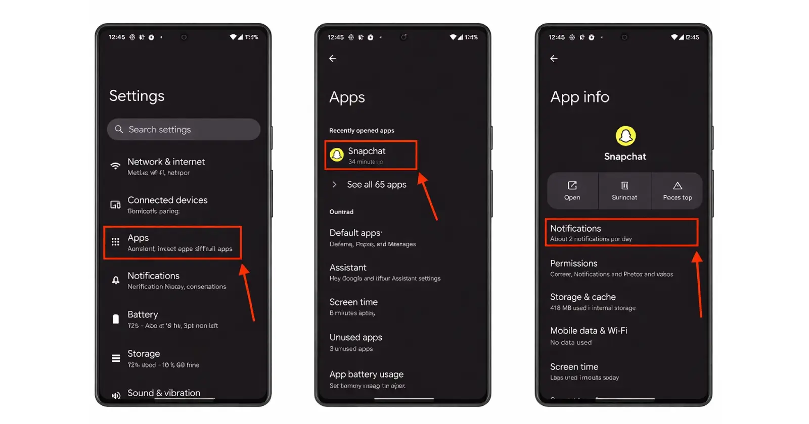 How to turn off time sensitive notifications on Snapchat on Android step by step