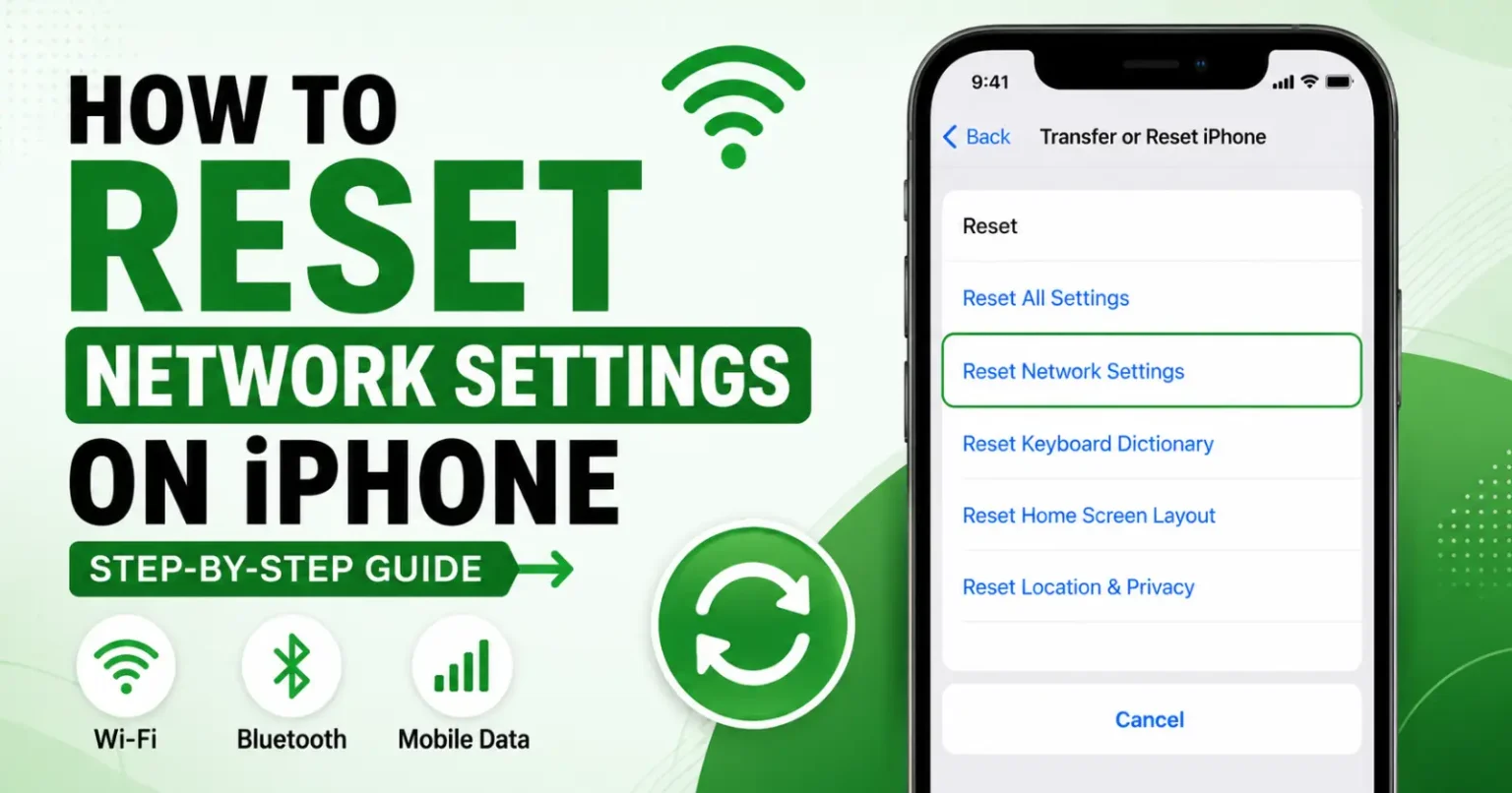 How to Reset Network Settings on iPhone (Step-by-Step Guide) How to reset network settings on iPhone to fix WiFi Bluetooth and mobile data issues