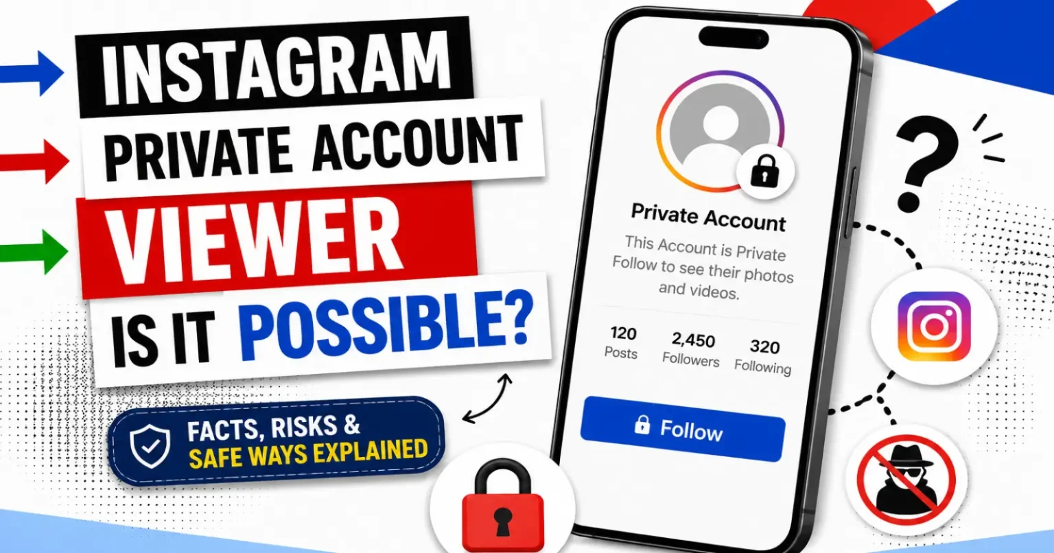 Instagram Private Account Viewer explained with private profile, lock icon and privacy illustration