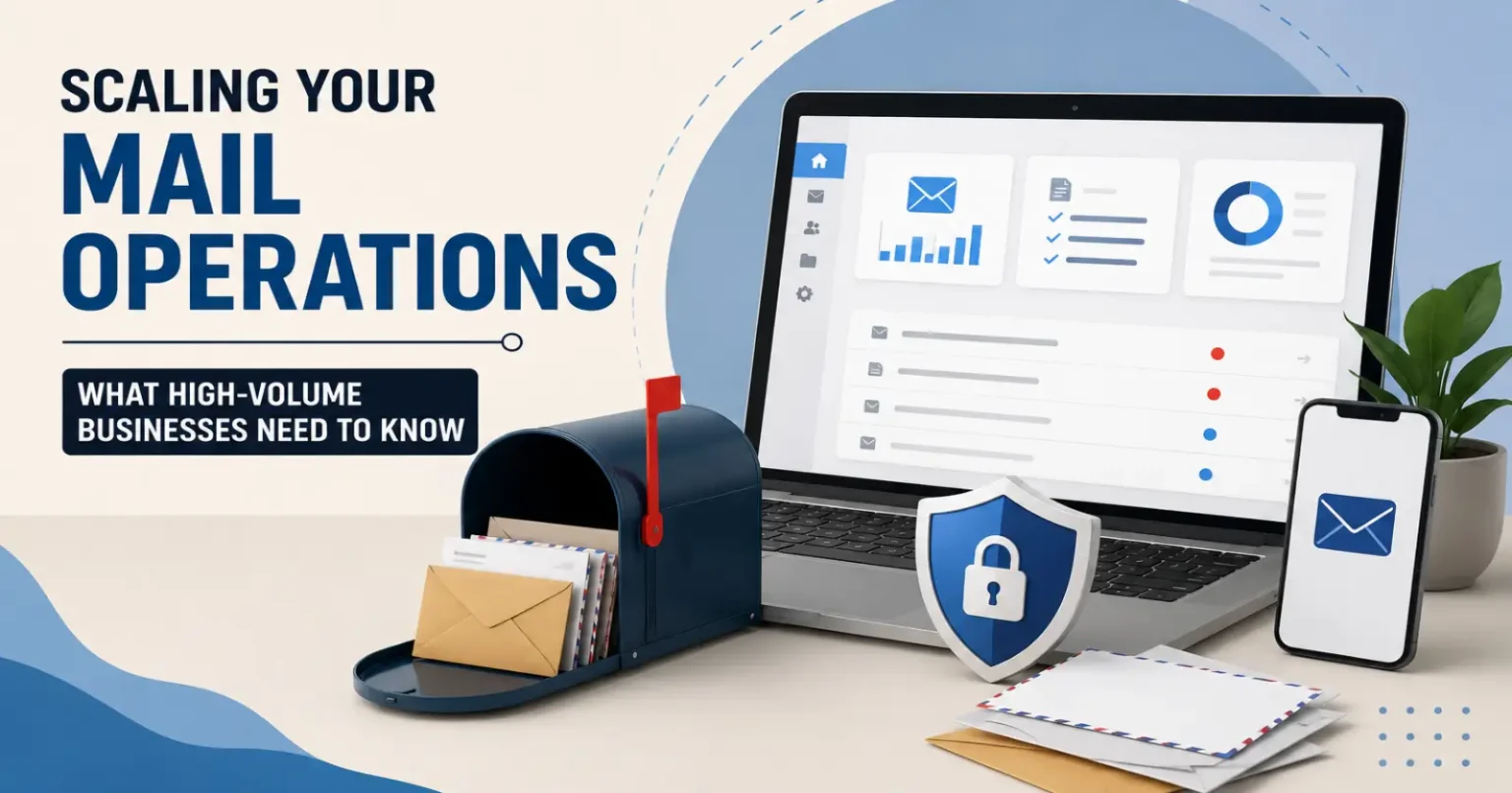 Scaling Your Mail Operations – What High-Volume Businesses Need to Know Mail scanning services dashboard with digital mail management, secure document processing, and AI-powered business mail operations.