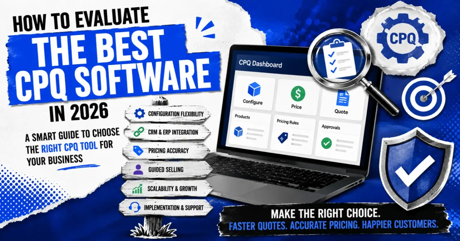 How to Evaluate the Best CPQ Software in 2026 Best CPQ software evaluation dashboard showing configuration pricing and quoting criteria